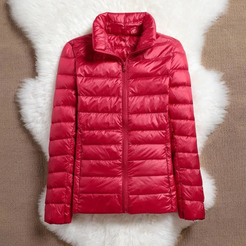 Light Down Coat Women Spring Jacket Fashion Short Ultra Lightweight Packable Puffer Coats Female Down Warm Slim Fit Parkas LadyShow.Store