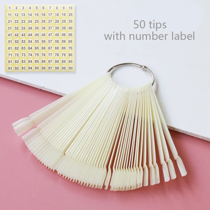 80/50/20pcs Nail Display Sticks Nail Swatch False Nail Tips Nail Gel Polish Practice Clear Display Board for Nail Art Tools Tri Light Beauty