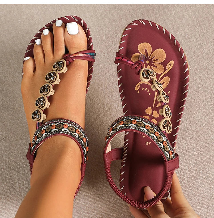 Women's Sandals Bohemia Style Sandals Summer 2026 Shoes For Woman Flip Flops Beach Summer Shoes Women Low Heels Footwear Pi-Mart