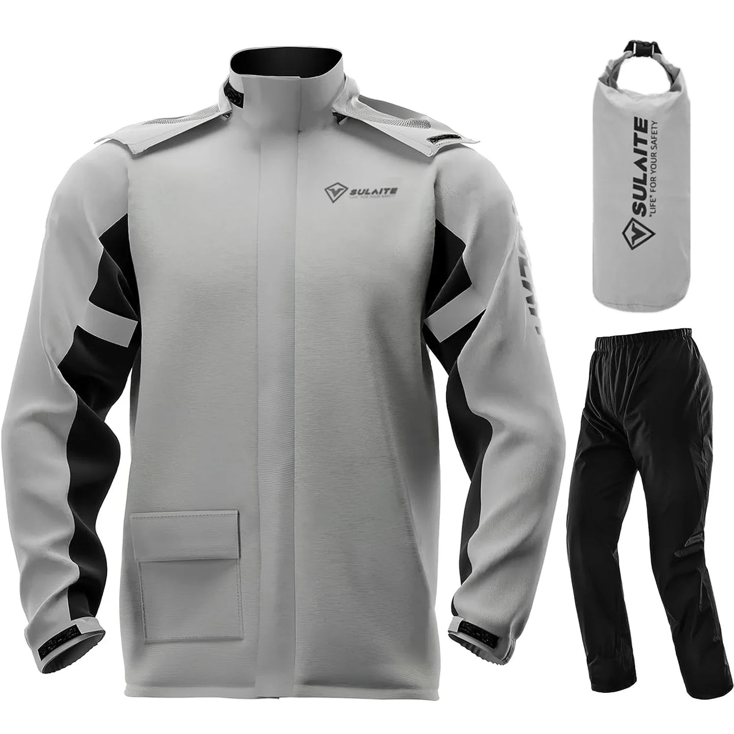 SULAITE Rain Suit Motorcycle Rain Gear Suit for Men & Women Jackets & Pants Reflective Waterproof Breathable Rainsuit LadyShow.Store