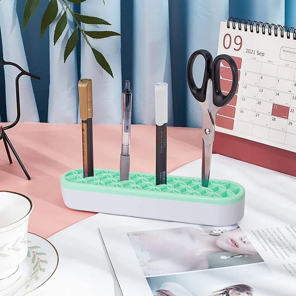 Silicon Nail Brush Makeup Brush Display Stand Rack Storage Case Brush Drying Shelf Brush Holder Make UP Holder Organizer Tri Light Beauty