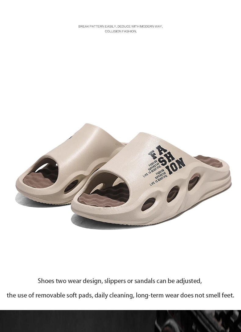 Men Fashion Massage Slippers Indoor/Outdoor Sandals Beach Flip Flop Thick Sole Male Slides Summer Non-Slip Men Shower Slippers Pi-Mart