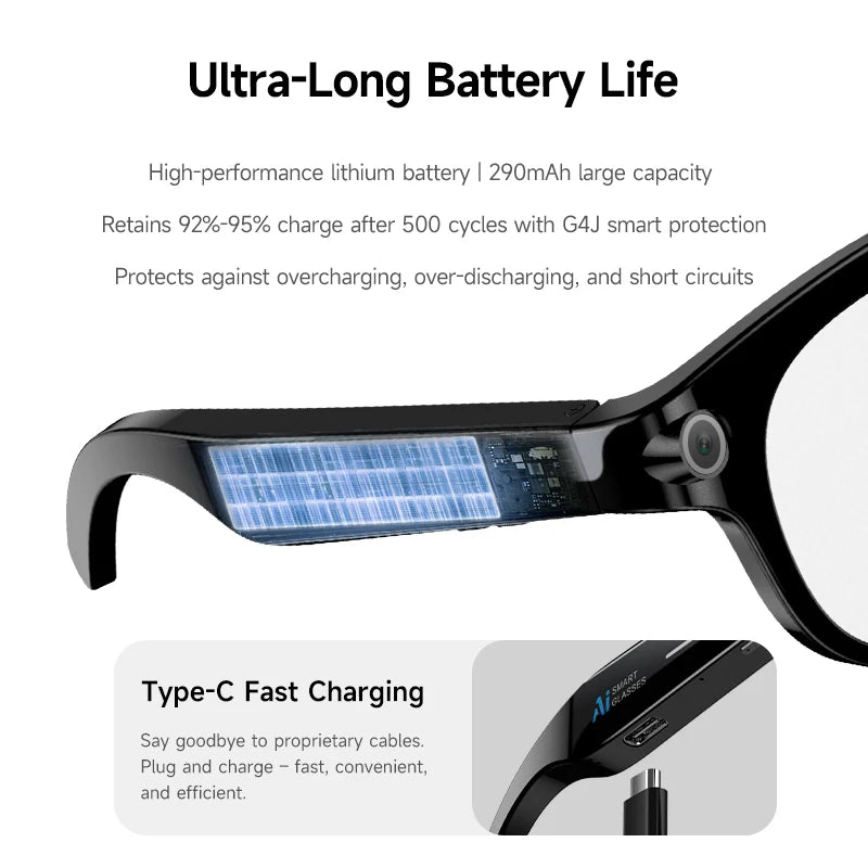 Lenovo 2026 New 8K AI Translation AI Smart Glasses Bluetooth Calling Music Player Camera Control Anti Blue Light Sunglasses Pi-Mart
