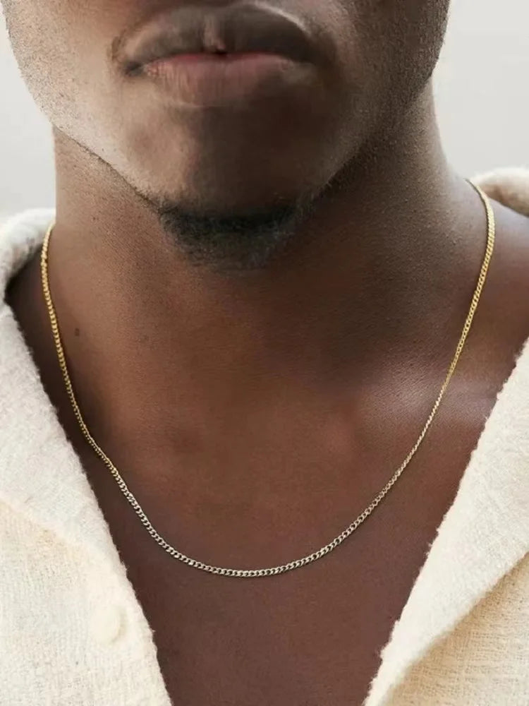 Men Stainless Steel Basic Chain Necklace Titanium Steel Jewelry Cuban Chain For Women Pi-Mart