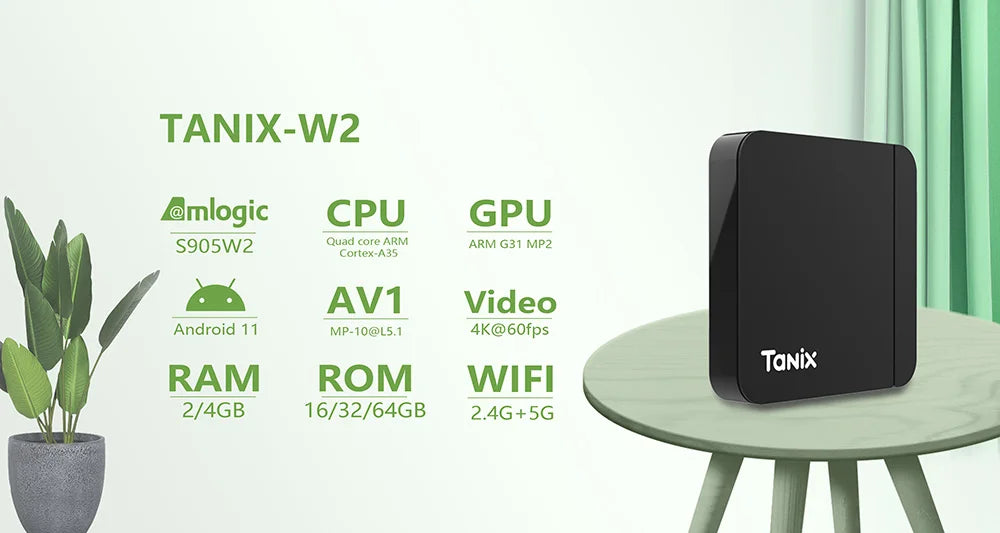 Tanix W2 Smart TV Box Android 11 Amlogic S905W2 4GB 64GB Support AV1 Dual Wifi  Media Player TVBOX Set Top Box 32GB 2GB 16GB Pi-Mart
