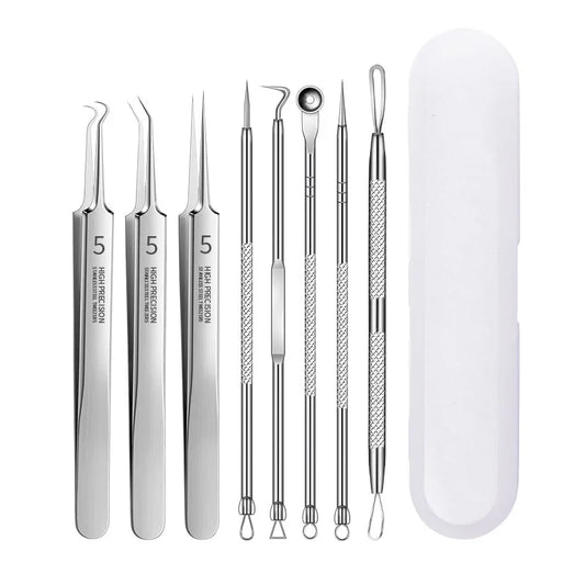 3-8Pcs Blackhead Clip Pimples Tweezer Blackhead Remover Stainless Steel Cell Clip Beauty Product Acne Needle Skin Cleanning Tool Tri Light Beauty
