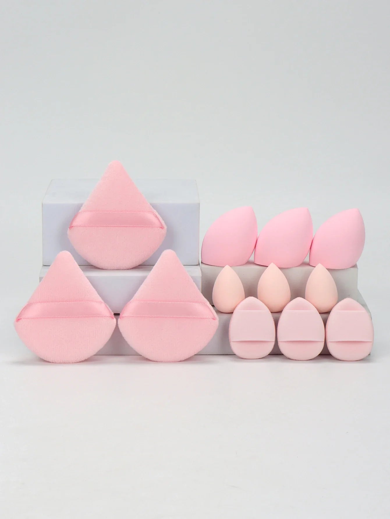 12-Piece All-Purpose Makeup Sponge Set, Made of 3 Loose Powder Puffs, 3 Mini Air Cushion Puffs, 3 Beauty Eggs and 3 Mini Beauty LadyShow.Store