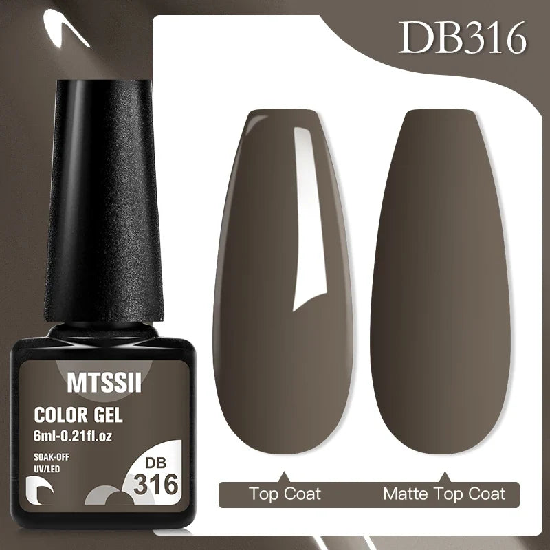 Mtssii 6ML Chocolate Color Gel Nail Polish Brown Semi Permanent UV Gel Autumn Winter Popular Soak Off Nail Art Gel Varnishes Tri Light Beauty