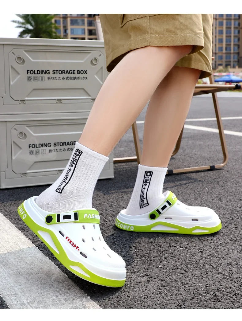 New fashion sandals Men's EVA casual comfortable hole garden shoes outdoor men's beach sandals indoor home unisex slippers Pi-Mart