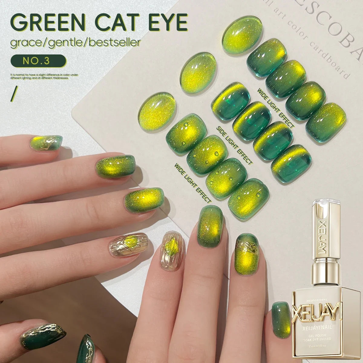 15ml Snow Pear Crushed Ice Cat Eye Gel Nail Polish,  Shiny Bubble-Free UV/LED Quick-Drying Gel Suitable For Nail Art DIY Design Tri Light Beauty