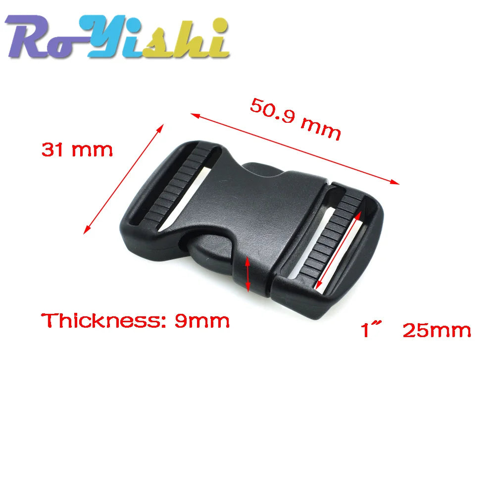 2-10 Pcs/Pack 20~50mm Plastic Hardware Dual Adjustable Side Release Buckles Molle Tatical Backpack Belt Bag Parts Strap Webbing Pi-Mart