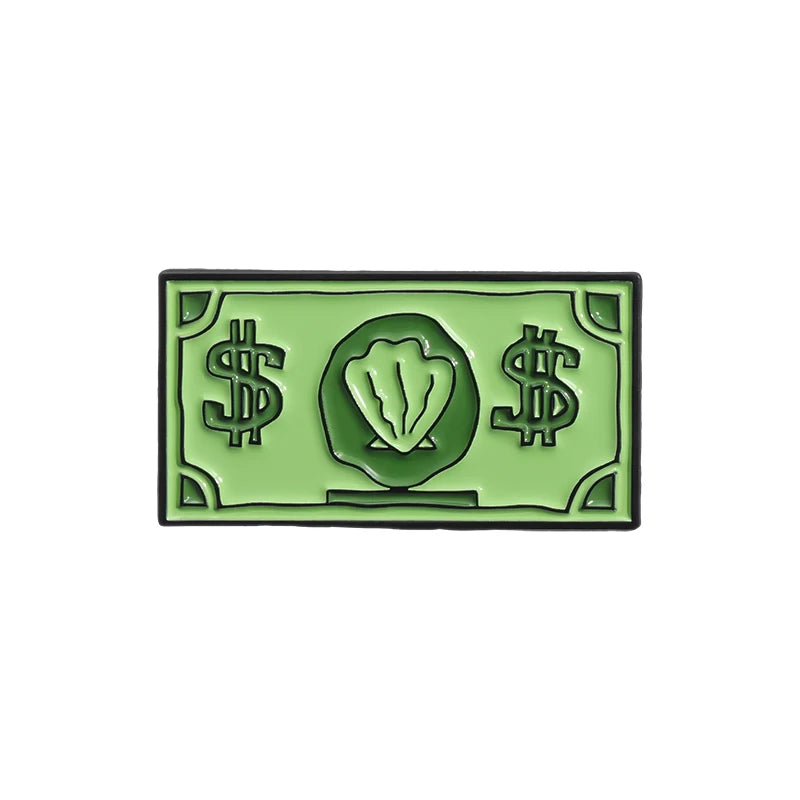 Green USD Symbol Enamel Pin Custom Wealth Money Cartoon Cute Anime Currency Brooches Lapel Badges Jewelry Kid Fans Gift Pi-Mart
