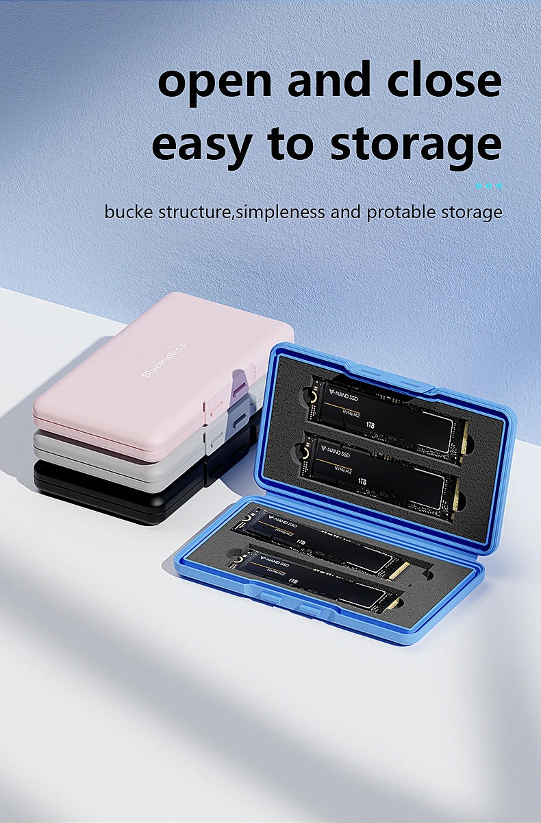 4-Slot M.2 SSD Case Storage Case 2280 SSD Enclosure Bag for SSD Case SATA NVme Hard Disk Box for SSD Shockproof Portable Box Pi-Mart
