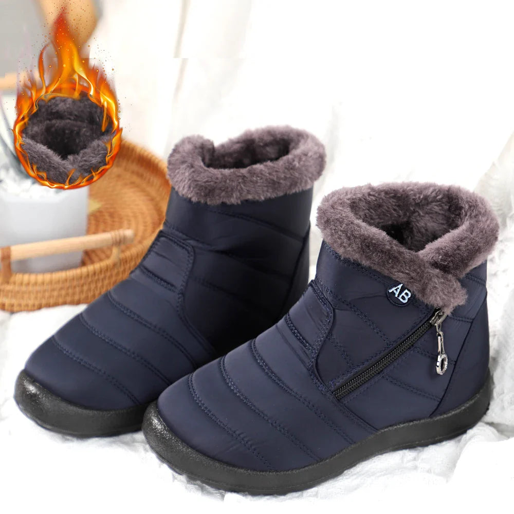 Winter Women Boots Waterproof Snow Boots Plus Size Casual Flat Women Casual Shoes Warm Fur Female Boots Antislip Cotton Shoes LadyShow.Store