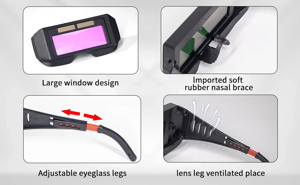 Solar Powered Welding Helmet Auto Darkening Welding Goggles LCD Welder Glasses for TIG MIG MMA Plasma Welder Glasses Pi-Mart