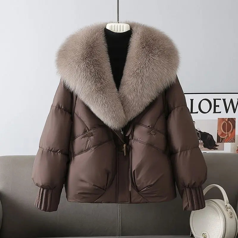 2025 New Women Down Cotton Coat Korean Fashion Big Collor Thicken Warm Puffer Overcoat Ladies Loose Parkas Cotton Jacket LadyShow.Store