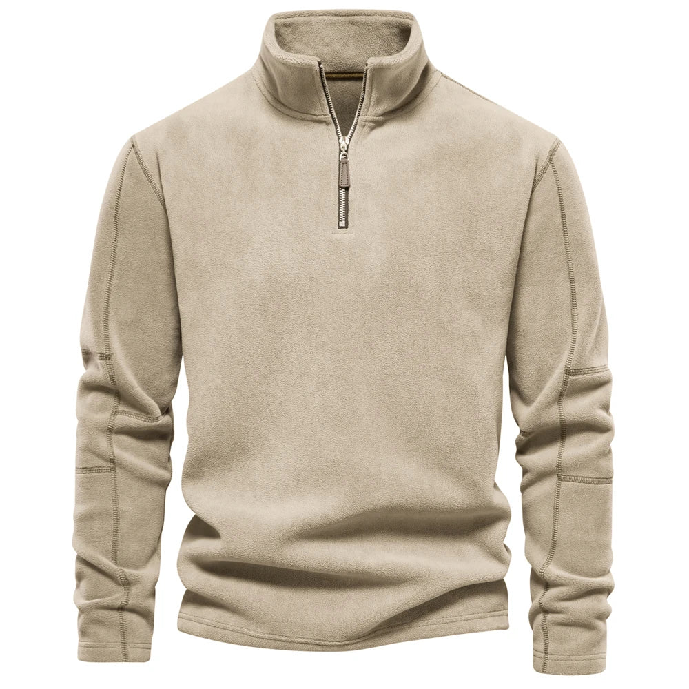 AIOPESON Brand Quality Thicken Warm Fleece Jacket for Men Zipper Neck Pullover Men's Sweatshirt Soft Shell Mens Jacket Pi-Mart