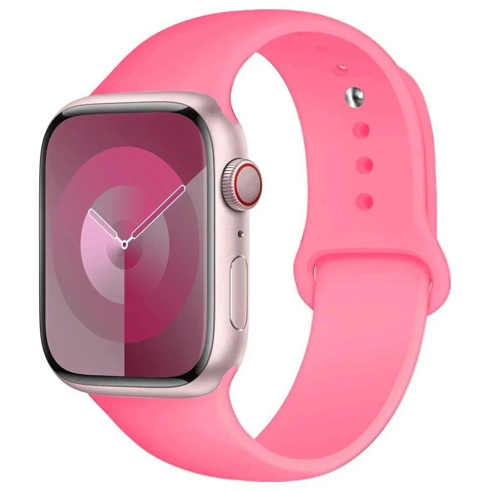 Silicone Band For Apple Watch strap 44mm 45mm 40mm 41mm 42-38mm 45 mm sport bracelet iwatch series 8 7 6 5 4 3 SE 9 Ultra 2 49mm LadyShow.Store