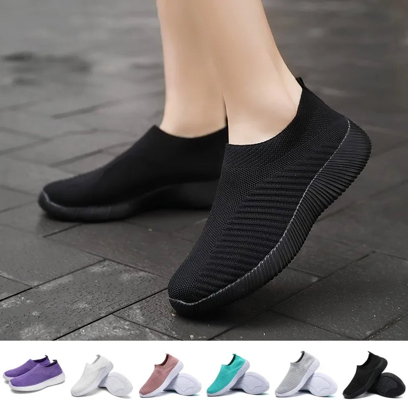 Women Vulcanized Shoes High Quality Women Sneakers Slip On Flats Shoes Women Loafers Plus Size 43 Walking Flat LadyShow.Store
