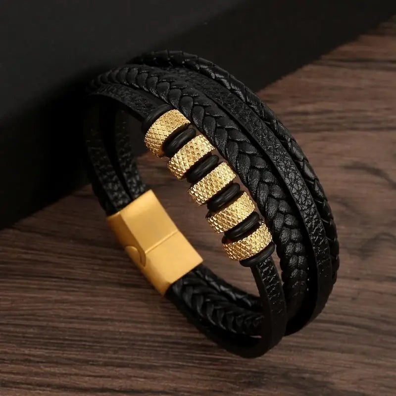 Classic Men's Leather Bracelet New Style Hand-woven Multi-layer Combination Accessory Fashion Man Jewelry Wholesale Dropshipping Pi-Mart