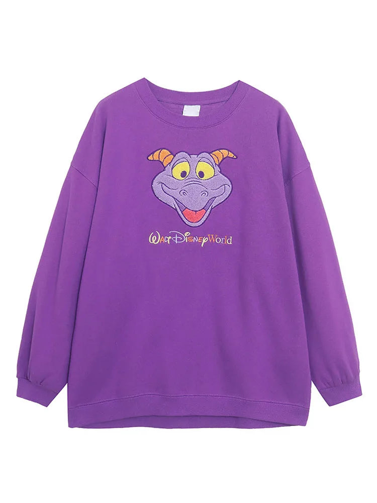 Disney World Disneyland Embroidery Sweatshirt Women Casual Fleece Jumper Mickey Daisy Duck Cartoon Loose Pullover Top O Neck LadyShow.Store