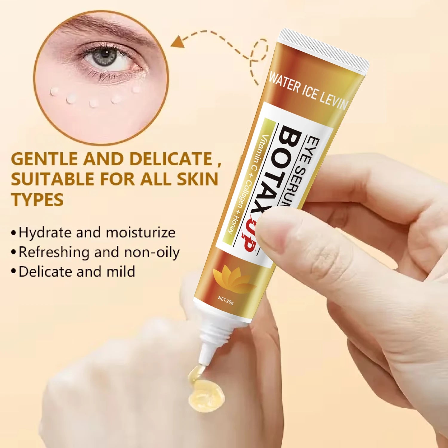 Eye Cream with Vitamin C & Collagen for Dark Circles, Moisturizing & Brightening, 20g Buy 1 Get 1 Free, Fast Shipping Pi-Mart