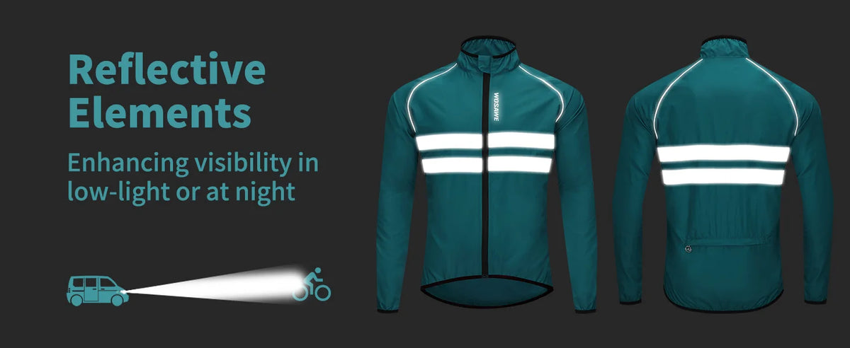 WOSAWE Men Cycling Windbreaker MTB Bicycle Long Sleeve Coat Water Resistant Outdoor Sport Jersey Bike Jacket Cycling Clothing Pi-Mart
