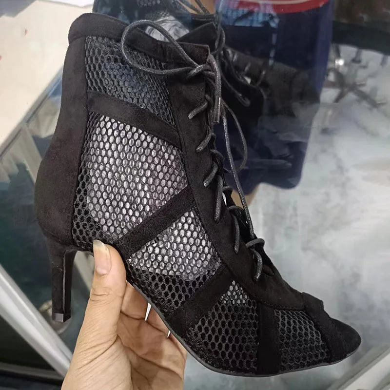 Black Sexy Lace Up Cross-tied Women Shoes Comfort High Quality Thin Heels Open Toe Dancing Sandals Ankle Strap Hollow Out Pumps LadyShow.Store