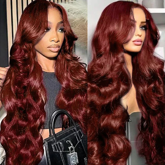 Body Wave Reddish Brown 13x6 Lace Front Wigs Human Hair Pre Plucked With Baby Hair #33 Colored Wigs for Women 180% Density LadyShow.Store