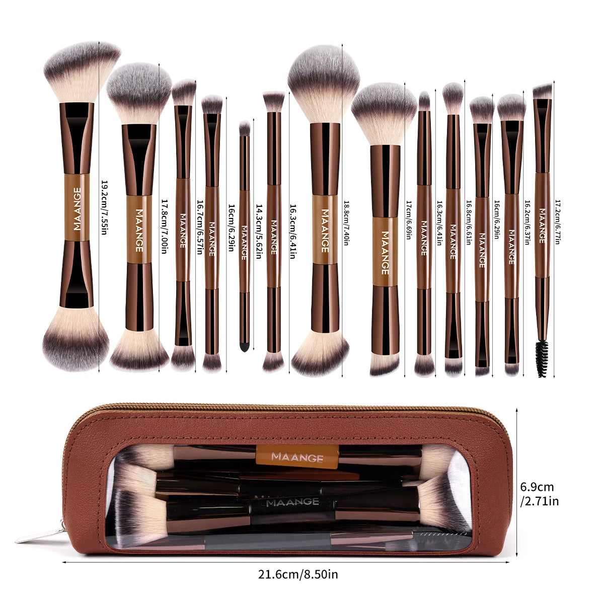 MAANGE 13pcs Makeup Brushes with Storage Bag Foundation Brush Powder Blusher Brush Eye Brush Multi-functional Makeup Brush Set Pi-Mart