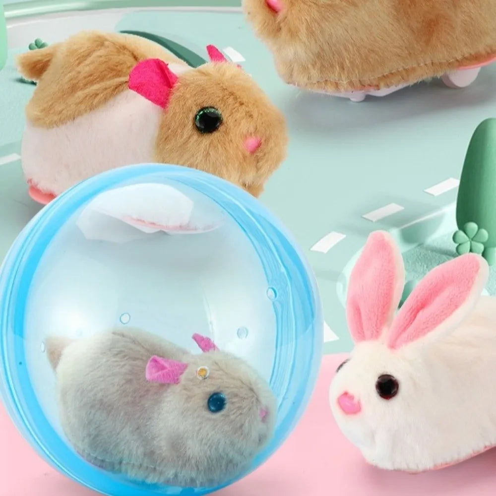 Transparent Cat Chasing Ball Built-in Plush Animal Plastic Interactive Cat Toy Realistic Rabbit Hamster Chasing Ball Pi-Mart