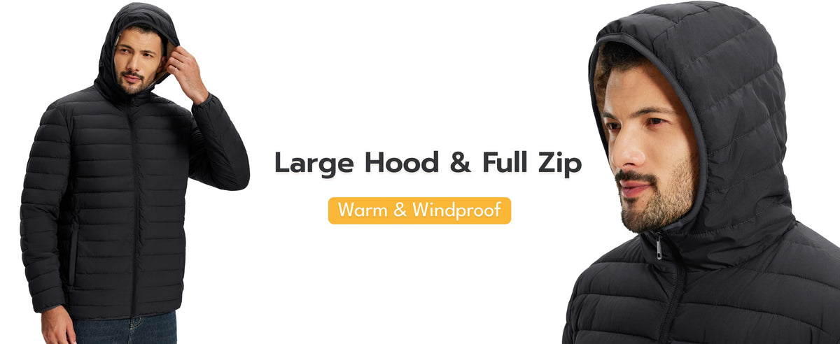TACVASEN Men's Puffer Jacket Winter Warm Hooded Sherpa Lined Water Resistant Windproof Insulated Jacket Warm Winter Puffy Coat Pi-Mart