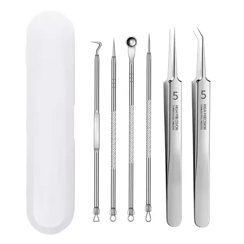 3-8Pcs Blackhead Clip Pimples Tweezer Blackhead Remover Stainless Steel Cell Clip Beauty Product Acne Needle Skin Cleanning Tool Tri Light Beauty