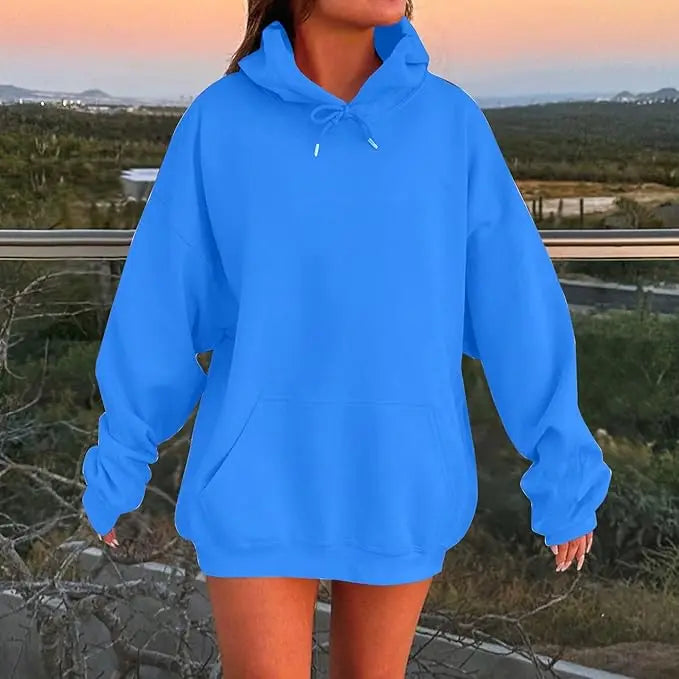 Women's Hoodies Pullover Spring Autumn Casual Hoodie 2026 Sweatshirts Solid Color Hoodies Oversize Black Sweatshirt Women Top LadyShow.Store