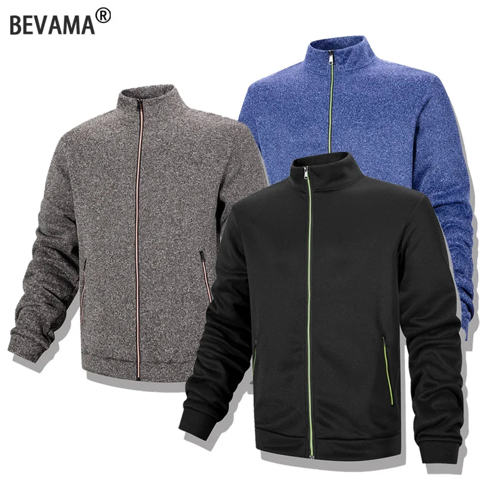 Men's Casual Sweatshirt Jackets Full Zip Up Cardigan Stand Collar Jacket Autumn Winter Male Outdoor Windproof Warm Coat LadyShow.Store