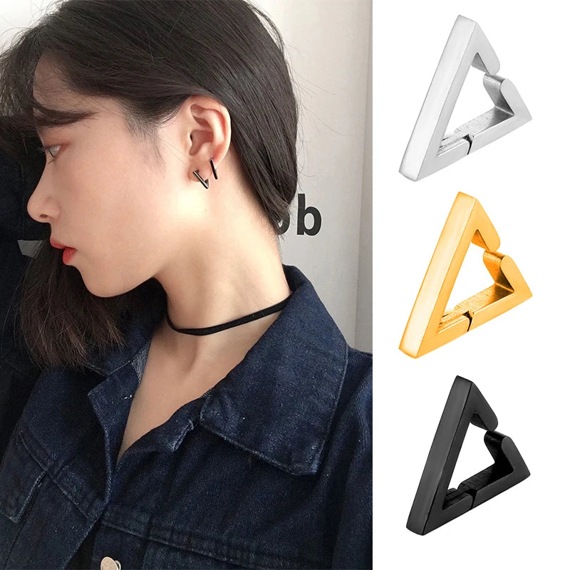 1 Pairs Fake Ear Clip Hoop Earrings for Men and Women Stainless Steel Painless Non Piercing Fake Earrings Jewelry Gifts Pi-Mart