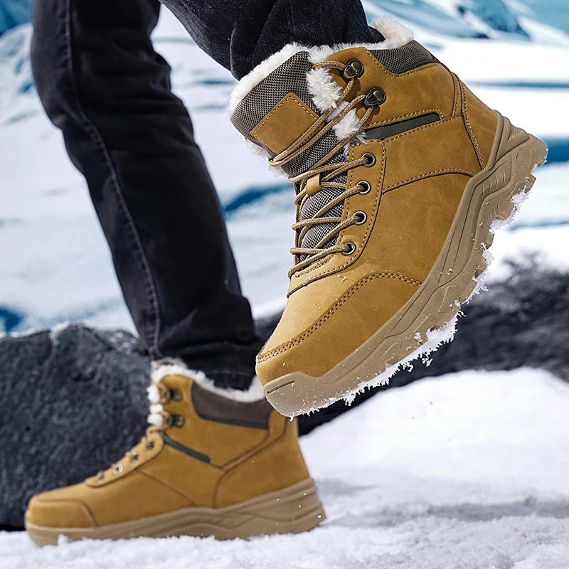 New Autumn and Winter High-Top Thick-Soled Fleece-Lined Men's Snow Boots, Outdoor Hiking Shoes, Hunting Boots, Hiking Boots Pi-Mart