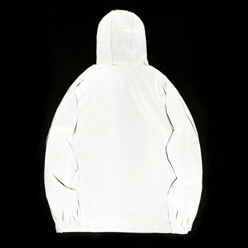 New Couple Night Reflective Clothing Solid Color Jacket Polyester Student Male Class Uniform Trendy Luminous Dancer Jacket LadyShow.Store