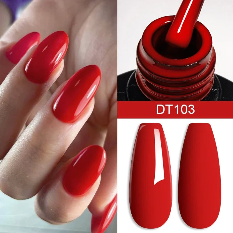 MEET ACROSS 7ml Wine Red Gel Nail Polish Long-Lasting French Style Gel Nail Supplies For Manicure DIY Design Nail Art Varnish Tri Light Beauty
