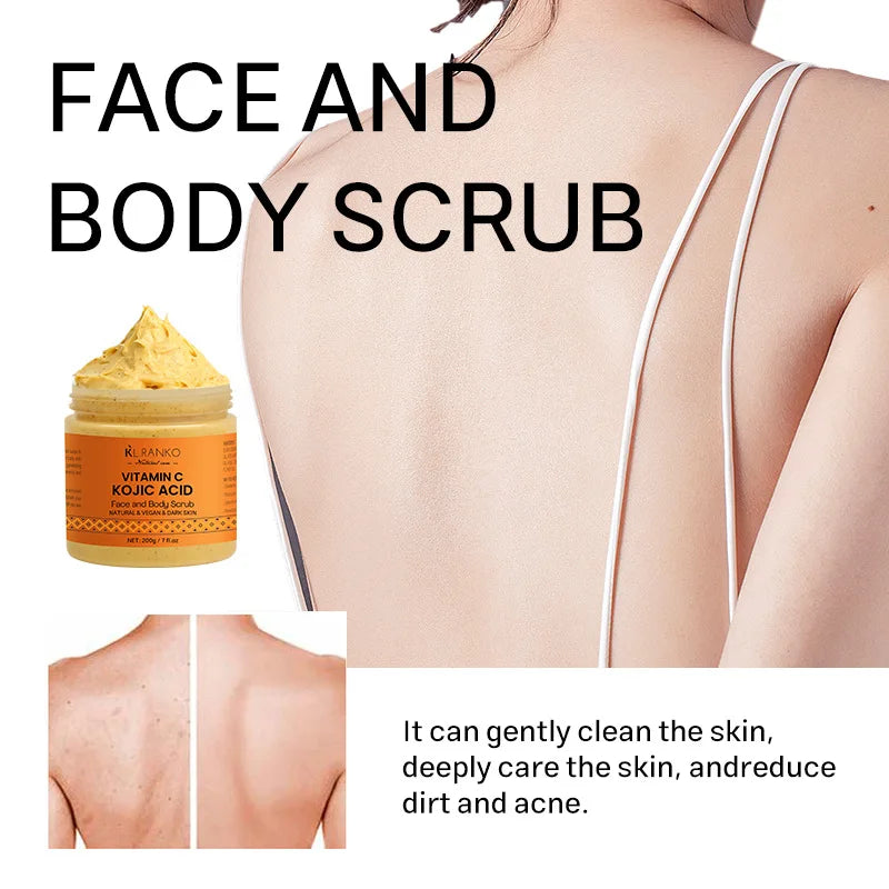 Vitamin C Kojic acid Natural Exfoliating Salt Body &Face Scrub Brightens and Softens Skin Deep Cleaning Anti Oxidative Skin Tone Pi-Mart