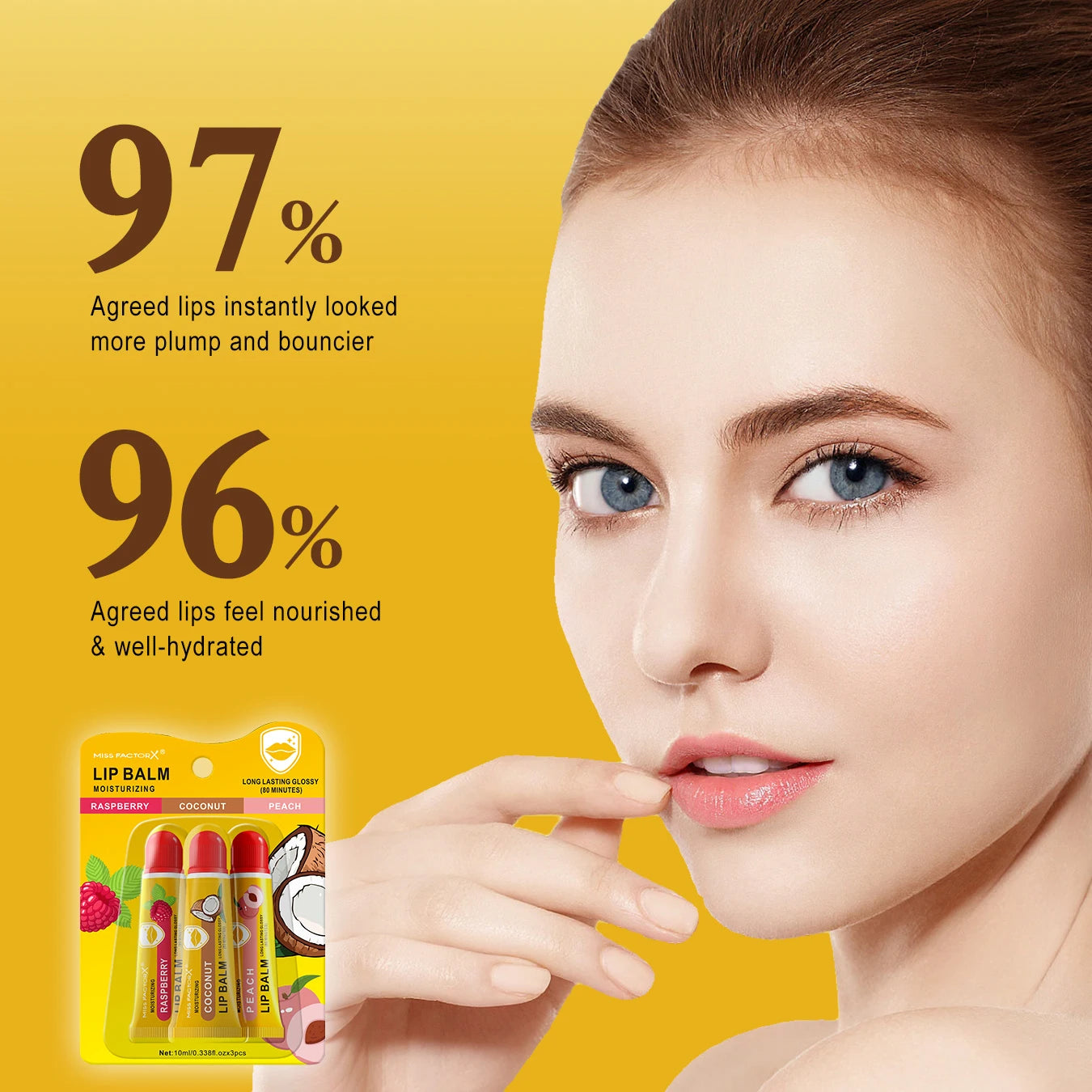3-Piece Cardboard Lipstick Set -10ml * 3PCS Portable Belt Deep Moisturizing and Gloss Autumn and Winter Care Lipstick Pi-Mart