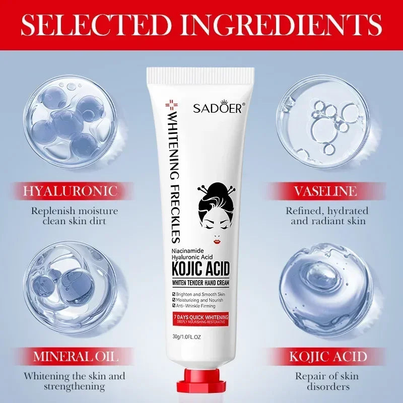 SADOER Kojic Acid Hand Cream Moisturizing Nourishing Brightening Hydrating Hand Creams Beauty Hands Skin Care Products Tri Light Beauty