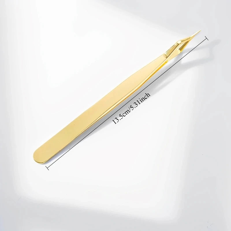 New Lash Extension Tweezers Anti slip Stainless Steel Curved Tip Straight Tweezers High Precision Nail Art Makeup Beauty  Tools Pi-Mart