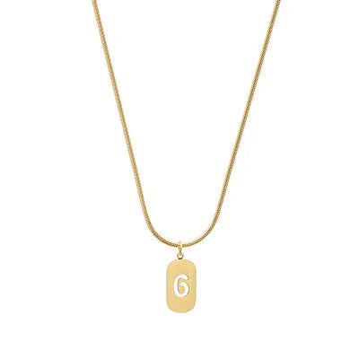 Stainless Steel Angel Number Necklace 0 1 2 3 4 5 6 7 8 9 Rectangle For Women Men Hollow Lucky Number Chain Necklaces Jewelry Pi-Mart
