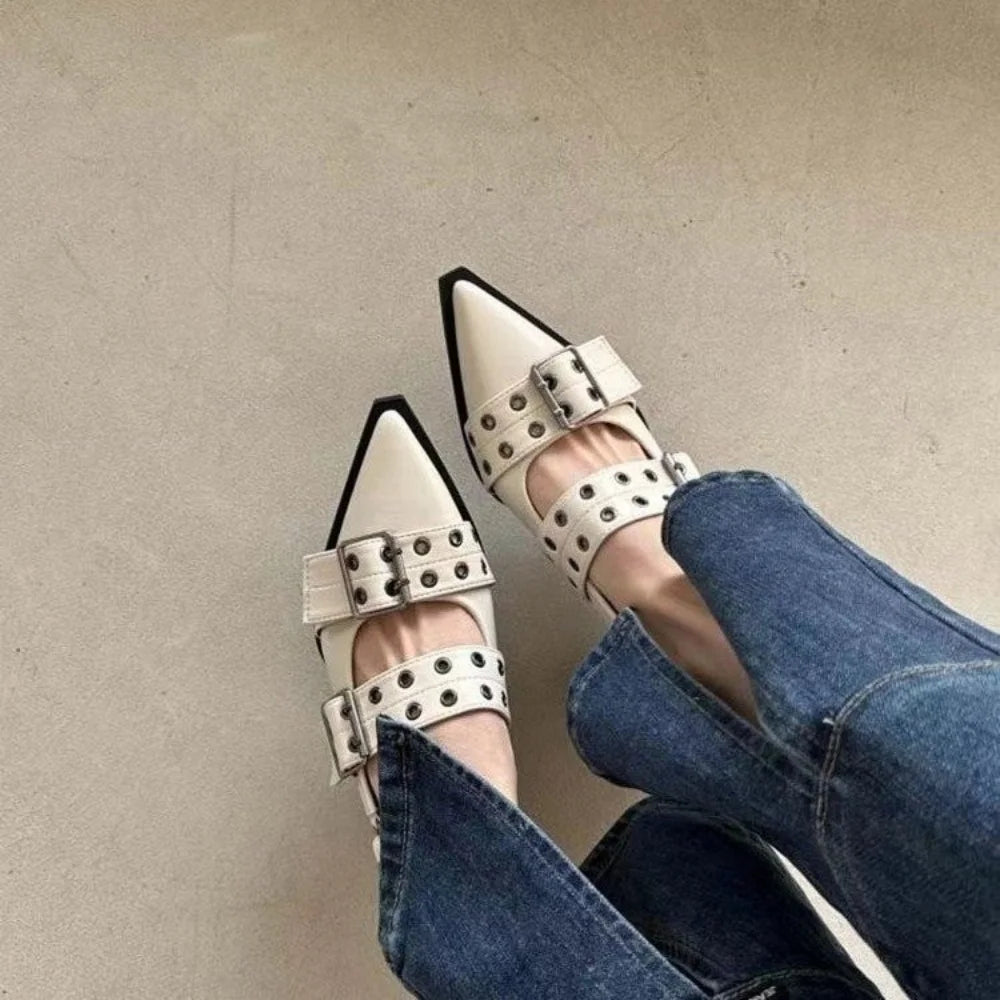 New Women Sandals Shoes Pointed Toe 2025 Spring Fashion Shallow Footwear Slingbacks Ladies Sandals Flats Shoes Big size Pi-Mart