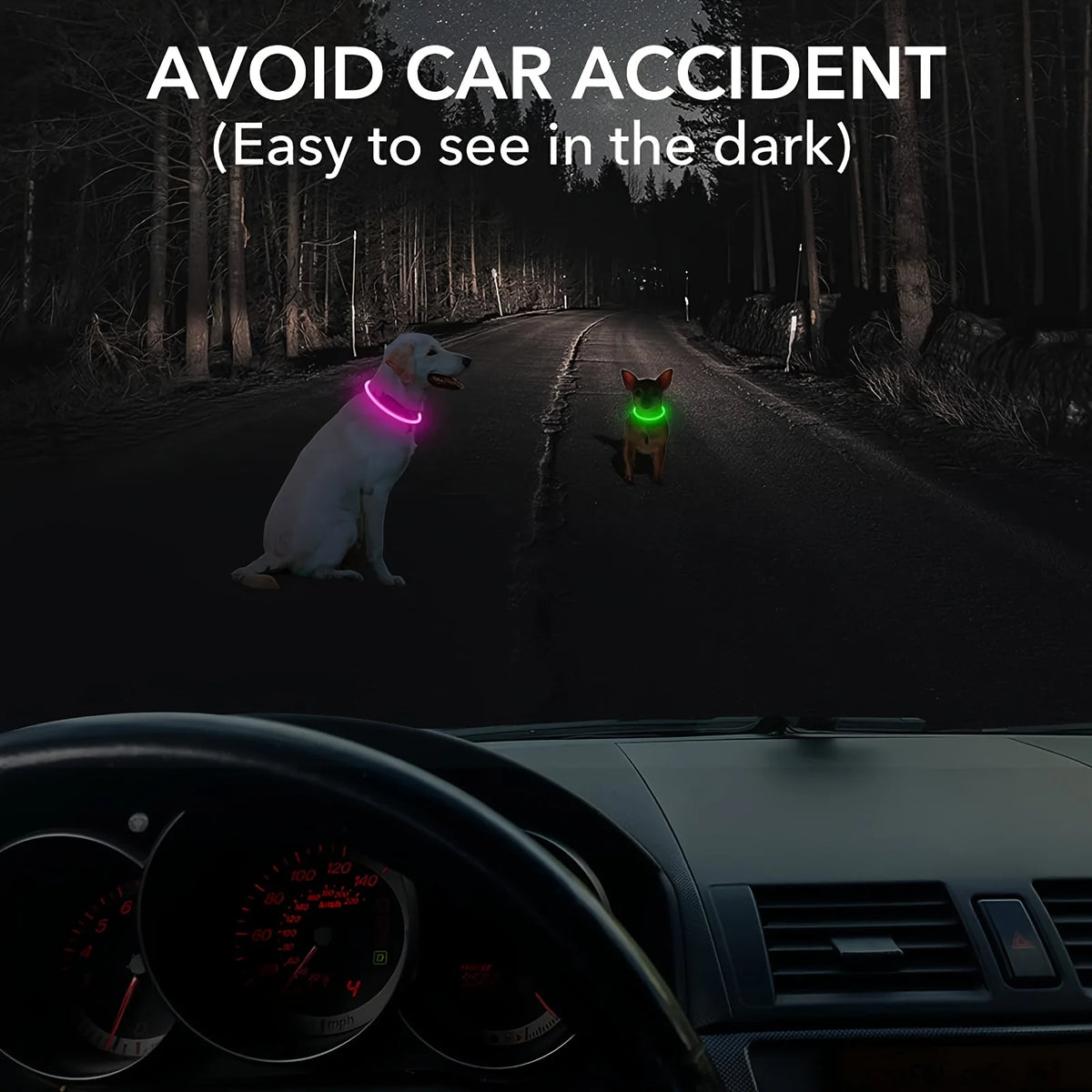 Pet Dog LED Light Collar Luminous Anti-Lost Dog Collar USB Rechargeable Dog Necklace Collar Pi-Mart