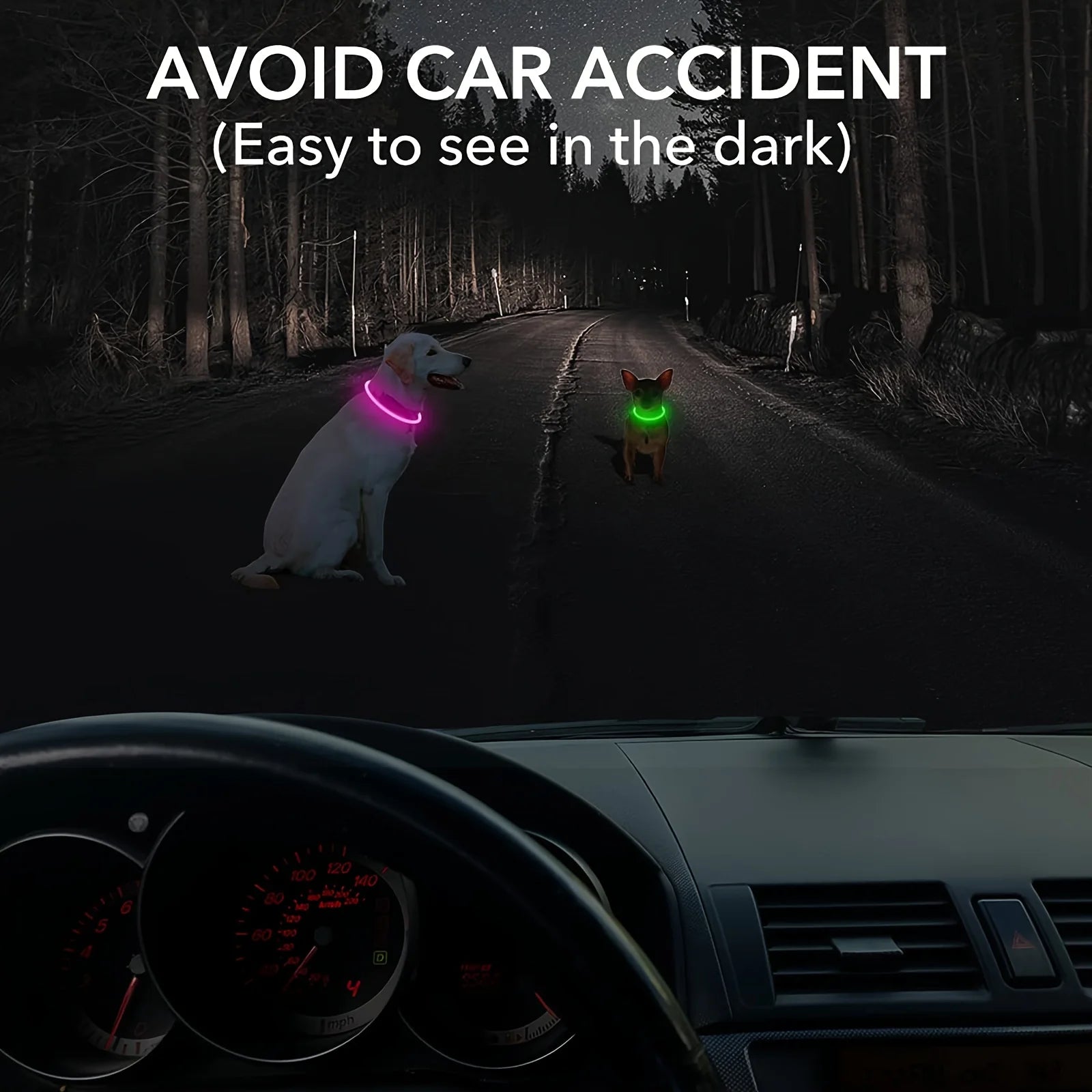 Pet Dog LED Light Collar Luminous Anti-Lost Dog Collar USB Rechargeable Dog Necklace Collar Pi-Mart