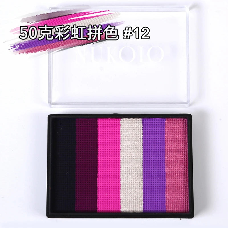 50g Facial and Body Paint Palette,Non-Toxic Rainbow Water-Soluble Body Paint for Rainbow Festival,Cosplay,Party,Art,Stage Makeup Pi-Mart