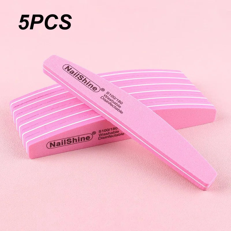 2/5/10PCS Professional Double-sided Nail File Block Colorful Sponge Nail Polish Buffing Sanding Buffer Strip Polishing Pedicure Tri Light Beauty