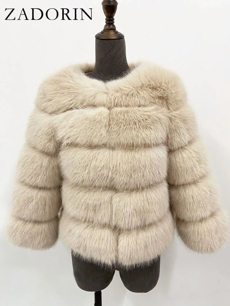 ZADORIN S-6XL Mink Coat Winter Black White Faux Fur Coat Woman Elegant Fluffy Faux Fur Jacket Top Short Fur Coats Woman Clothing LadyShow.Store